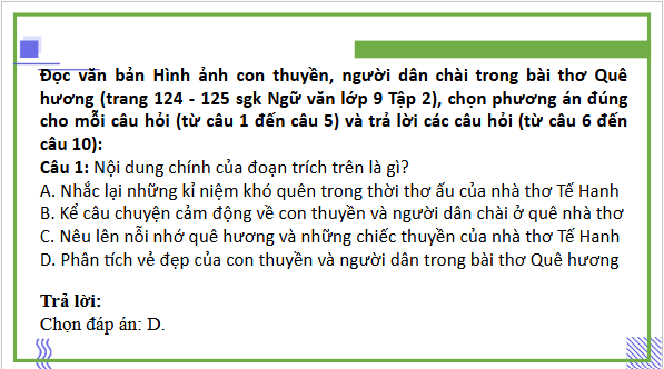 Giáo án điện tử bài Hình ảnh con thuyền, người dân chài trong bài thơ Quê hương | PPT Văn 9 Cánh diều