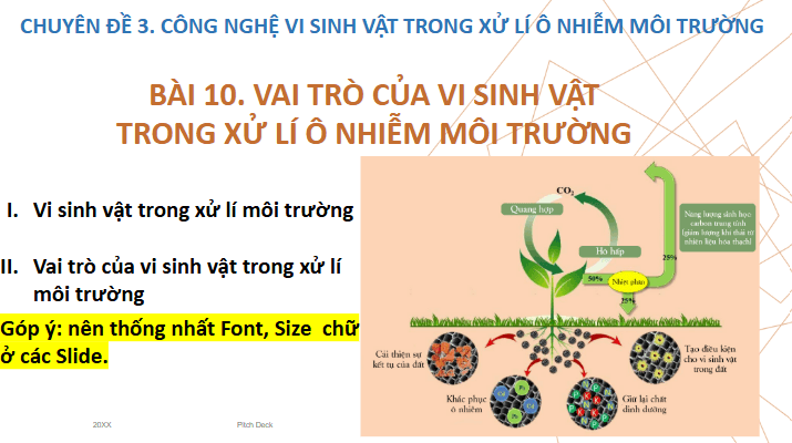 Giáo án điện tử Chuyên đề Sinh 10 Chân trời sáng tạo Bài 10: Vai trò của vi sinh vật trong xử lí ô nhiễm môi trường | PPT Chuyên đề Sinh học 10