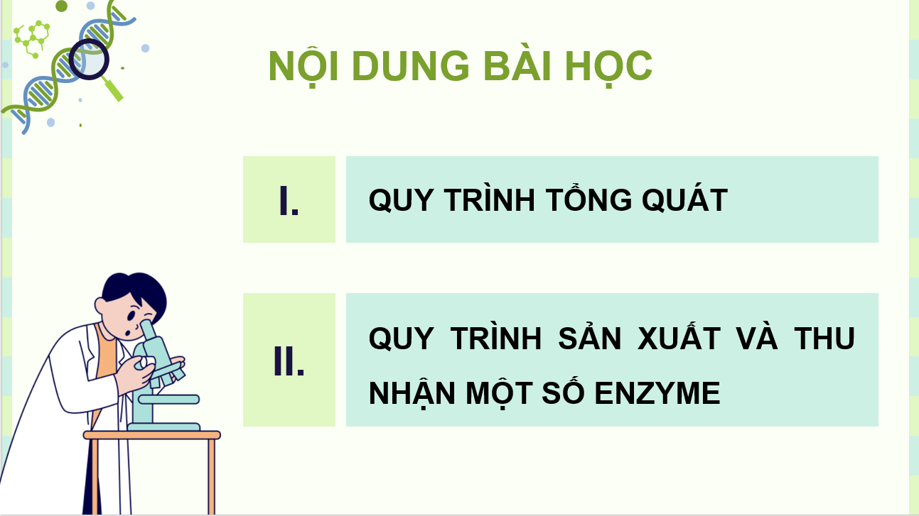 Giáo án điện tử Chuyên đề Sinh 10 Kết nối tri thức Giáo án điện tử Bài 6: Quy trình công nghệ sản xuất enzyme | PPT Chuyên đề Sinh học 10