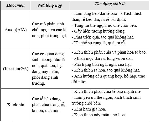 Giáo án Sinh học 11 Bài 35: Hoocmôn thực vật | Giáo án Sinh học 11 mới, chuẩn nhất