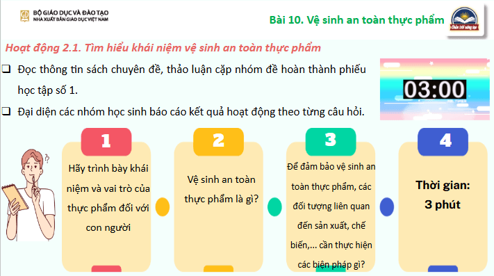 Giáo án điện tử Chuyên đề Sinh 11 Chân trời sáng tạo Bài 10: Vệ sinh an toàn thực phẩm | PPT Chuyên đề Sinh học 11