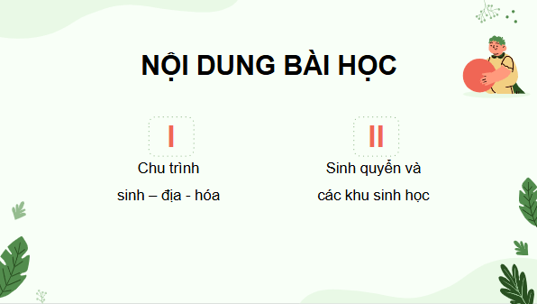 Giáo án điện tử Sinh 12 Cánh diều Bài 24: Chu trình sinh - địa - hoá và sinh quyển | PPT Sinh học 12