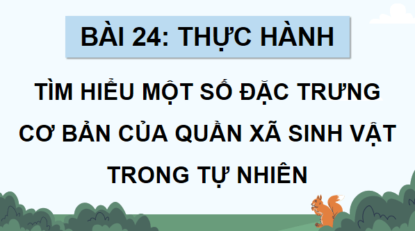 Giáo án điện tử Sinh 12 Chân trời sáng tạo Bài 24: Thực hành: Tìm hiểu một số đặc trưng cơ bản của quần xã sinh vật trong tự nhiên | PPT Sinh học 12
