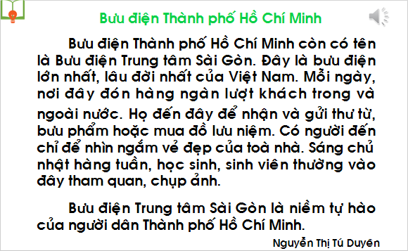 Giáo án điện tử Bài 2: Bưu điện Thành phố Hồ Chí Minh lớp 1 | PPT Tiếng Việt lớp 1 Chân trời sáng tạo