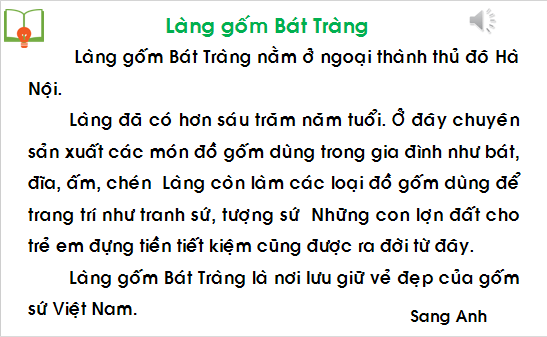 Giáo án điện tử Bài 3: Làng gốm Bát Tràng lớp 1 | PPT Tiếng Việt lớp 1 Chân trời sáng tạo