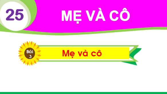 Giáo án điện tử Bài 3: Mẹ và cô lớp 1 | PPT Tiếng Việt lớp 1 Chân trời sáng tạo