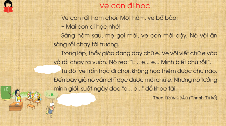 Giáo án điện tử Ve con đi học lớp 1 | PPT Tiếng Việt lớp 1 Cánh diều