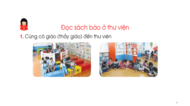 Giáo án điện tử Đọc sách báo ở thư viện lớp 1 | PPT Tiếng Việt lớp 1 Cánh diều