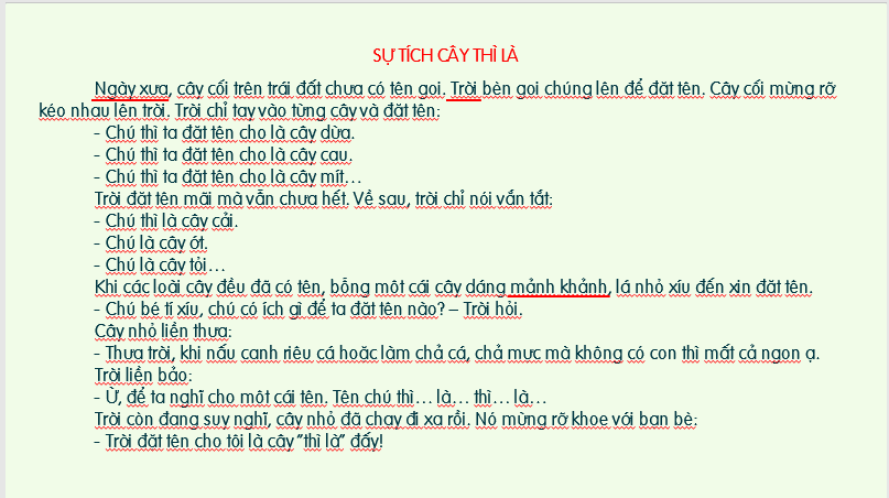 Giáo án điện tử Sự tích cây thì là lớp 2 | PPT Tiếng Việt lớp 2 Kết nối tri thức