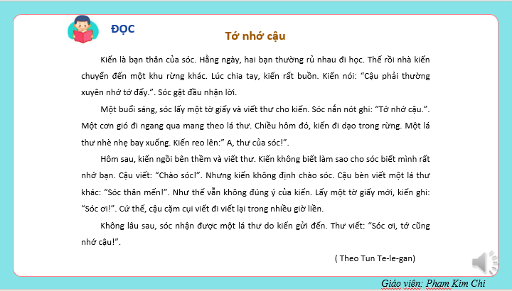 Giáo án điện tử Tớ nhớ cậu lớp 2 | PPT Tiếng Việt lớp 2 Kết nối tri thức