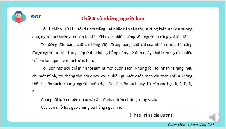 Giáo án điện tử Chữ A và những người bạn lớp 2 | PPT Tiếng Việt lớp 2 Kết nối tri thức