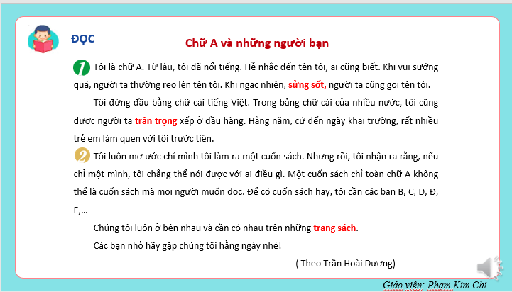 Giáo án điện tử Chữ A và những người bạn lớp 2 | PPT Tiếng Việt lớp 2 Kết nối tri thức