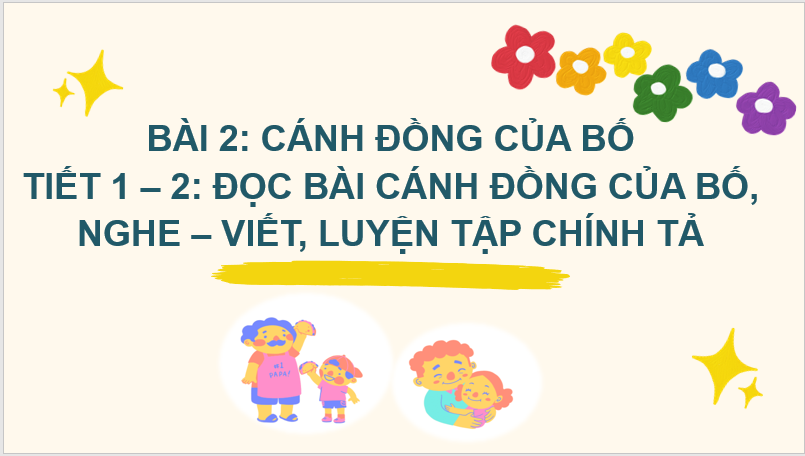 Giáo án điện tử Cánh đồng của bố lớp 2 | PPT Tiếng Việt lớp 2 Chân trời sáng tạo