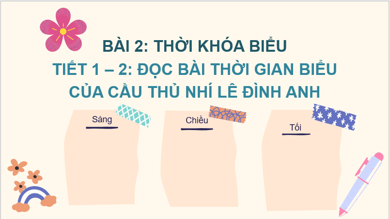 Giáo án điện tử Thời gian biểu lớp 2 | PPT Tiếng Việt lớp 2 Chân trời sáng tạo