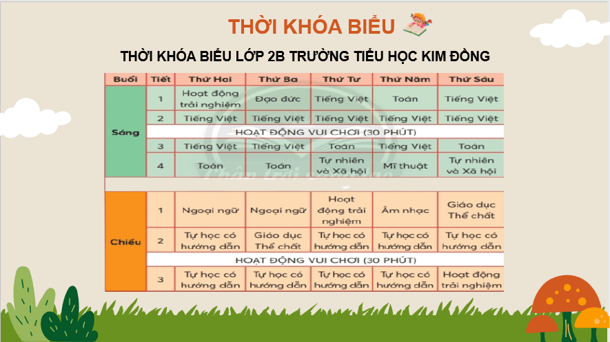 Giáo án điện tử Thời khóa biểu lớp 2 | PPT Tiếng Việt lớp 2 Chân trời sáng tạo