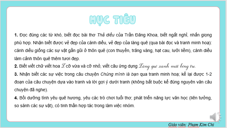 Giáo án điện tử Thả diều lớp 2 | PPT Tiếng Việt lớp 2 Kết nối tri thức