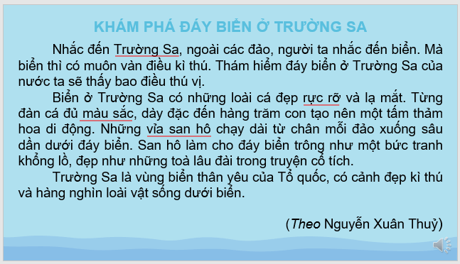 Giáo án điện tử Khám phá đáy biển ở Trường Sa lớp 2 | PPT Tiếng Việt lớp 2 Kết nối tri thức