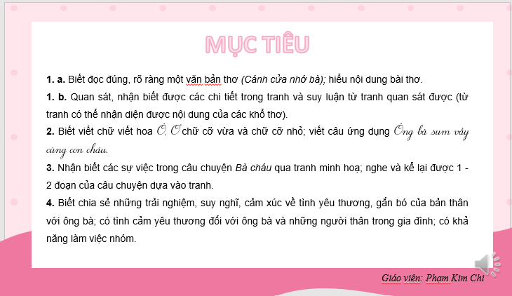 Giáo án điện tử Cánh cửa nhớ bà lớp 2 | PPT Tiếng Việt lớp 2 Kết nối tri thức