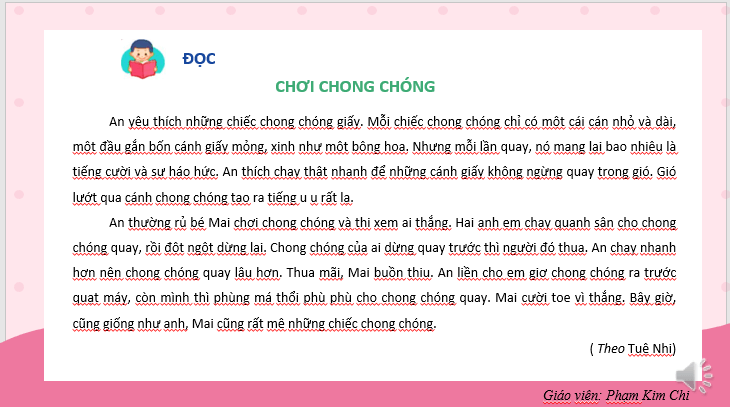 Giáo án điện tử Chơi chong chóng lớp 2 | PPT Tiếng Việt lớp 2 Kết nối tri thức