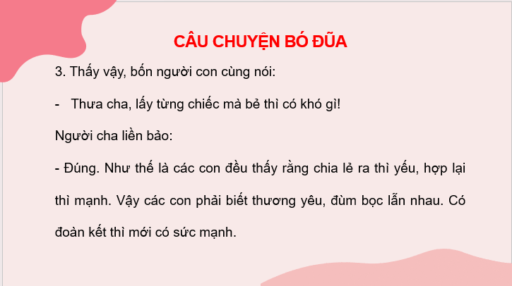 Giáo án điện tử Câu chuyện bó đũa lớp 2 | PPT Tiếng Việt lớp 2 Cánh diều