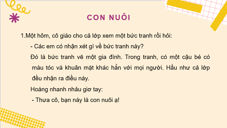 Giáo án điện tử Con nuôi lớp 2 | PPT Tiếng Việt lớp 2 Cánh diều