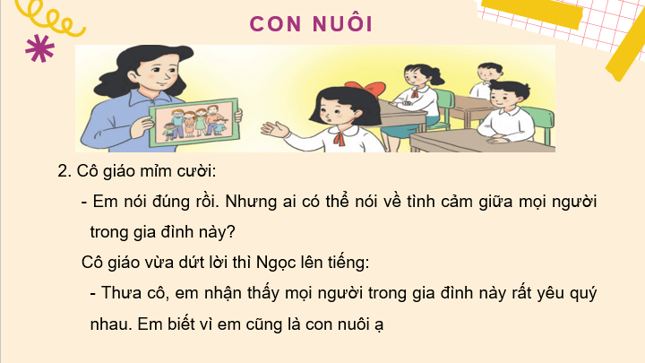 Giáo án điện tử Con nuôi lớp 2 | PPT Tiếng Việt lớp 2 Cánh diều