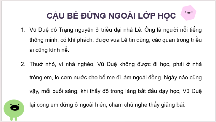 Giáo án điện tử Cậu bé đứng ngoài lớp học lớp 2 | PPT Tiếng Việt lớp 2 Cánh diều