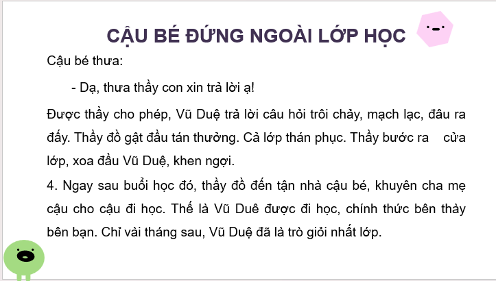 Giáo án điện tử Cậu bé đứng ngoài lớp học lớp 2 | PPT Tiếng Việt lớp 2 Cánh diều