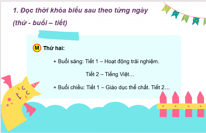 Giáo án điện tử Đọc thời khóa biểu lớp 2 | PPT Tiếng Việt lớp 2 Cánh diều