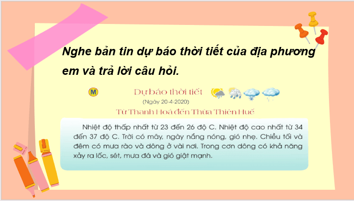 Giáo án điện tử Dự báo thời tiết lớp 2 | PPT Tiếng Việt lớp 2 Cánh diều