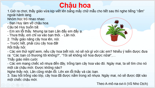 Giáo án điện tử Kể chuyện đã học Chậu hoa lớp 2 | PPT Tiếng Việt lớp 2 Cánh diều