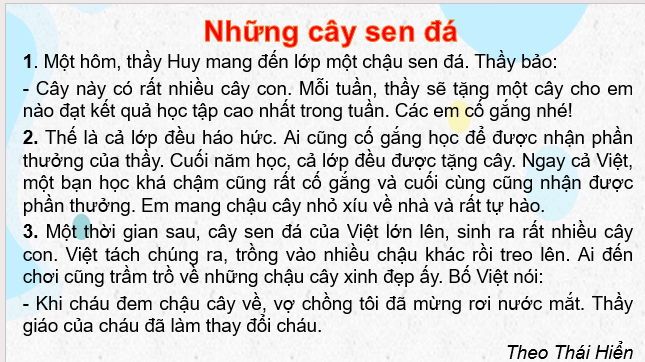 Giáo án điện tử Kể chuyện đã học Những cây sen đá lớp 2 | PPT Tiếng Việt lớp 2 Cánh diều