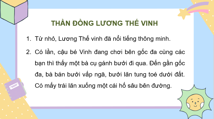 Giáo án điện tử Kể lại chuyện thần đồng lương thế vinh lớp 2 | PPT Tiếng Việt lớp 2 Cánh diều