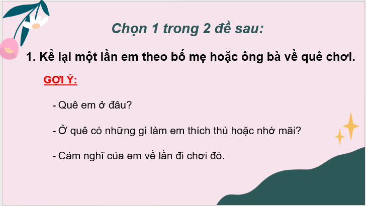 Giáo án điện tử Kể lại một lần em được về quê chơi lớp 2 | PPT Tiếng Việt lớp 2 Cánh diều