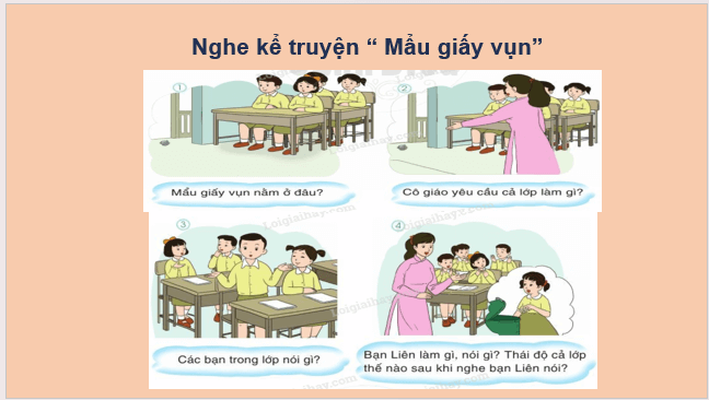 Giáo án điện tử Nghe - kể Mẩu giấy vụn lớp 2 | PPT Tiếng Việt lớp 2 Cánh diều