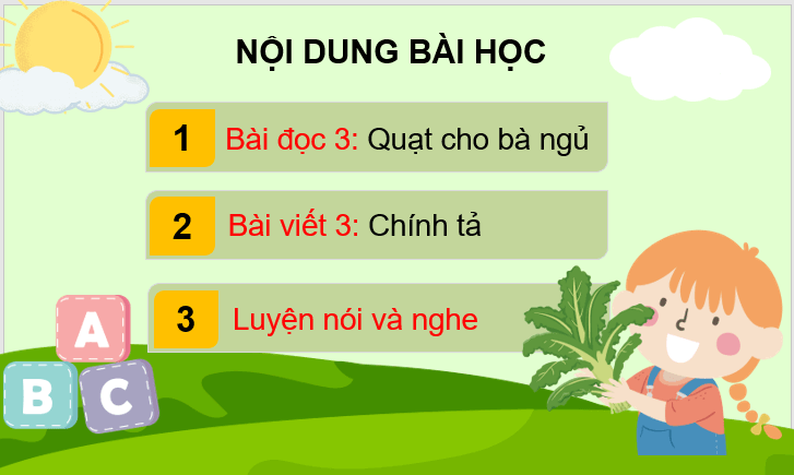 Giáo án điện tử Quạt cho bà ngủ lớp 3 | PPT Tiếng Việt lớp 3 Cánh diều