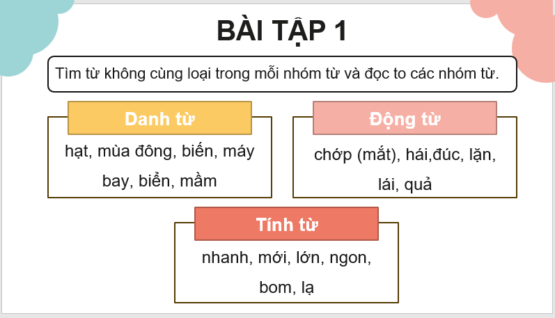 Giáo án điện tử (Luyện từ và câu lớp 4) Luyện tập về danh từ, động từ, tình từ lớp 4 | PPT Tiếng Việt lớp 4 Kết nối tri thức