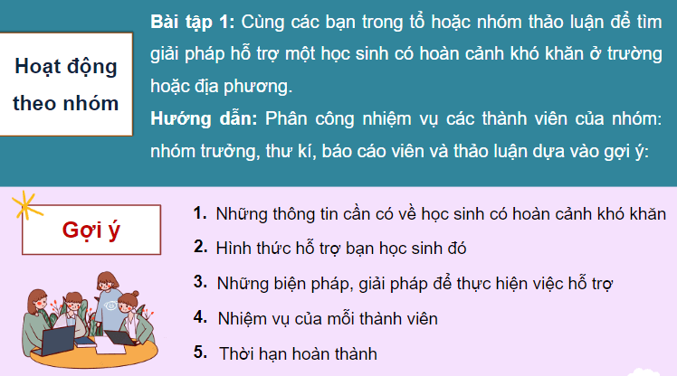 Giáo án điện tử Thảo luận về việc hỗ trợ học sinh có hoàn cảnh khó khăn lớp 4 | PPT Tiếng Việt lớp 4 Chân trời sáng tạo