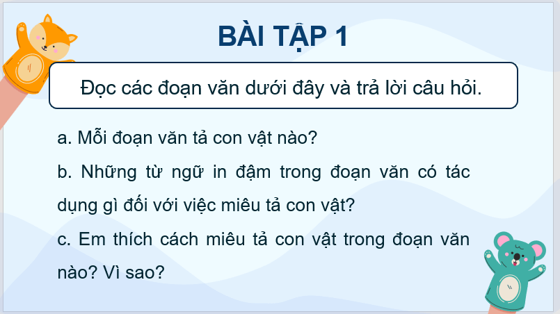 Giáo án điện tử Luyện viết đoạn văn miêu tả con vật lớp 4 | PPT Tiếng Việt lớp 4 Kết nối tri thức