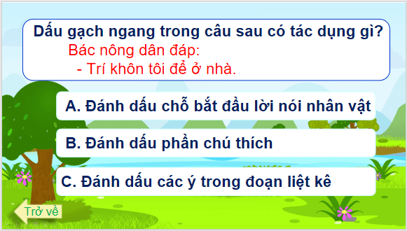 Giáo án điện tử Luyện từ và câu: Luyện tập về dấu gạch ngang lớp 5 | PPT Tiếng Việt lớp 5 Chân trời sáng tạo