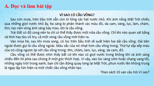 Giáo án điện tử Vì sao có cầu vồng lớp 5 | PPT Tiếng Việt lớp 5 Cánh diều