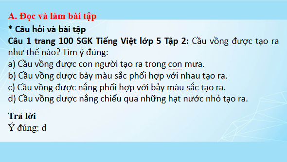 Giáo án điện tử Vì sao có cầu vồng lớp 5 | PPT Tiếng Việt lớp 5 Cánh diều