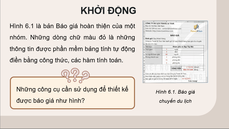 Giáo án điện tử Chuyên đề Tin 10 Kết nối tri thức Bài 6: Tạo và xuất báo giá với hàm thời gian | PPT Chuyên đề Tin học 10