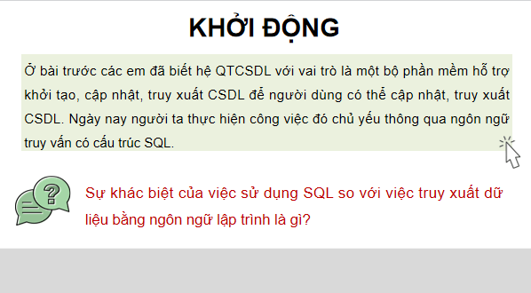 Giáo án điện tử Tin 11 Kết nối tri thức Bài 14: SQL - Ngôn ngữ truy vấn có cấu trúc | PPT Tin học 11
