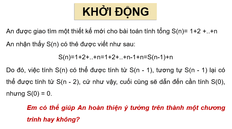 Giáo án điện tử Chuyên đề Tin 11 Kết nối tri thức Bài 2: Thiết kế thuật toán đệ quy | PPT Chuyên đề học tập Tin học 11