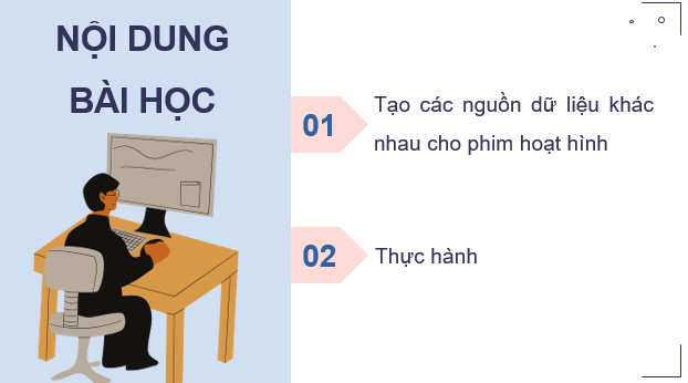 Giáo án điện tử Chuyên đề Tin 11 Kết nối tri thức Bài 9: Tạo các nguồn dữ liệu khác nhau cho phim hoạt hình | PPT Chuyên đề học tập Tin học 11