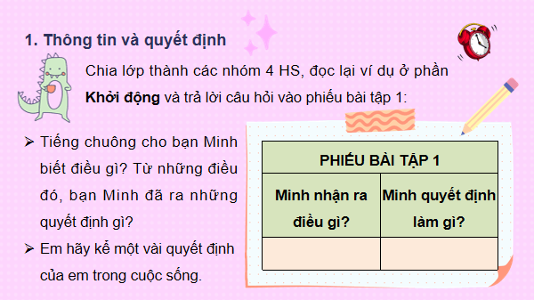 Giáo án điện tử Tin học lớp 3 Kết nối tri thức Bài 1: Thông tin và quyết định | PPT Tin học lớp 3