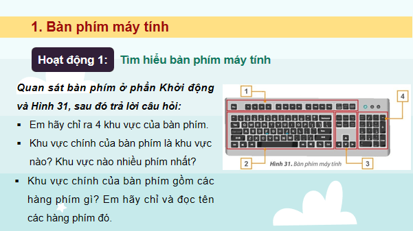 Giáo án điện tử Tin học lớp 3 Kết nối tri thức Bài 5: Sử dụng bàn phím | PPT Tin học lớp 3