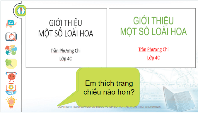 Giáo án điện tử Tin học lớp 4 Chân trời sáng tạo Bài 10: Định dạng, tạo hiệu ứng cho trang chiếu | PPT Tin học 4