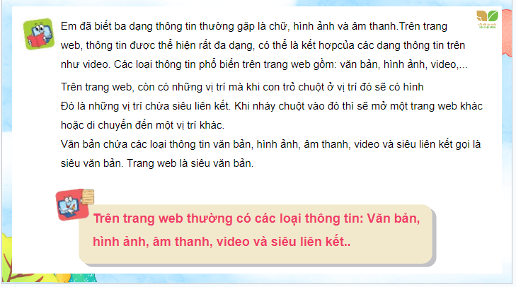 Giáo án điện tử Tin học lớp 4 Kết nối tri thức Bài 3: Thông tin trên trang web | PPT Tin học 4